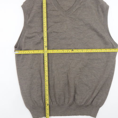 Marks and Spencer Men’s Brown Wool Sleeveless V-Neck Jumper XL