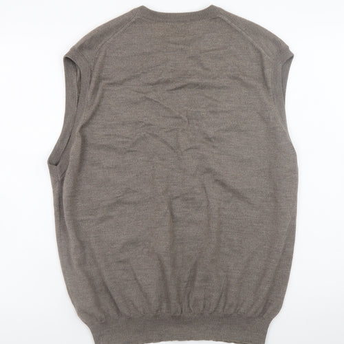 Marks and Spencer Men’s Brown Wool Sleeveless V-Neck Jumper XL