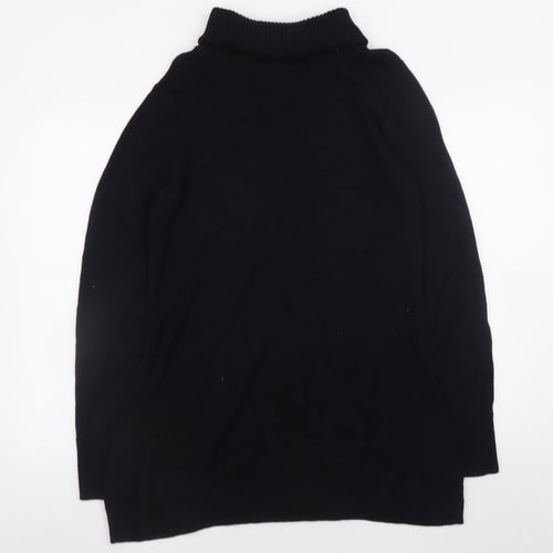 H by Halston Women Black Knit Roll Neck Long Sleeve Sweater Dress L