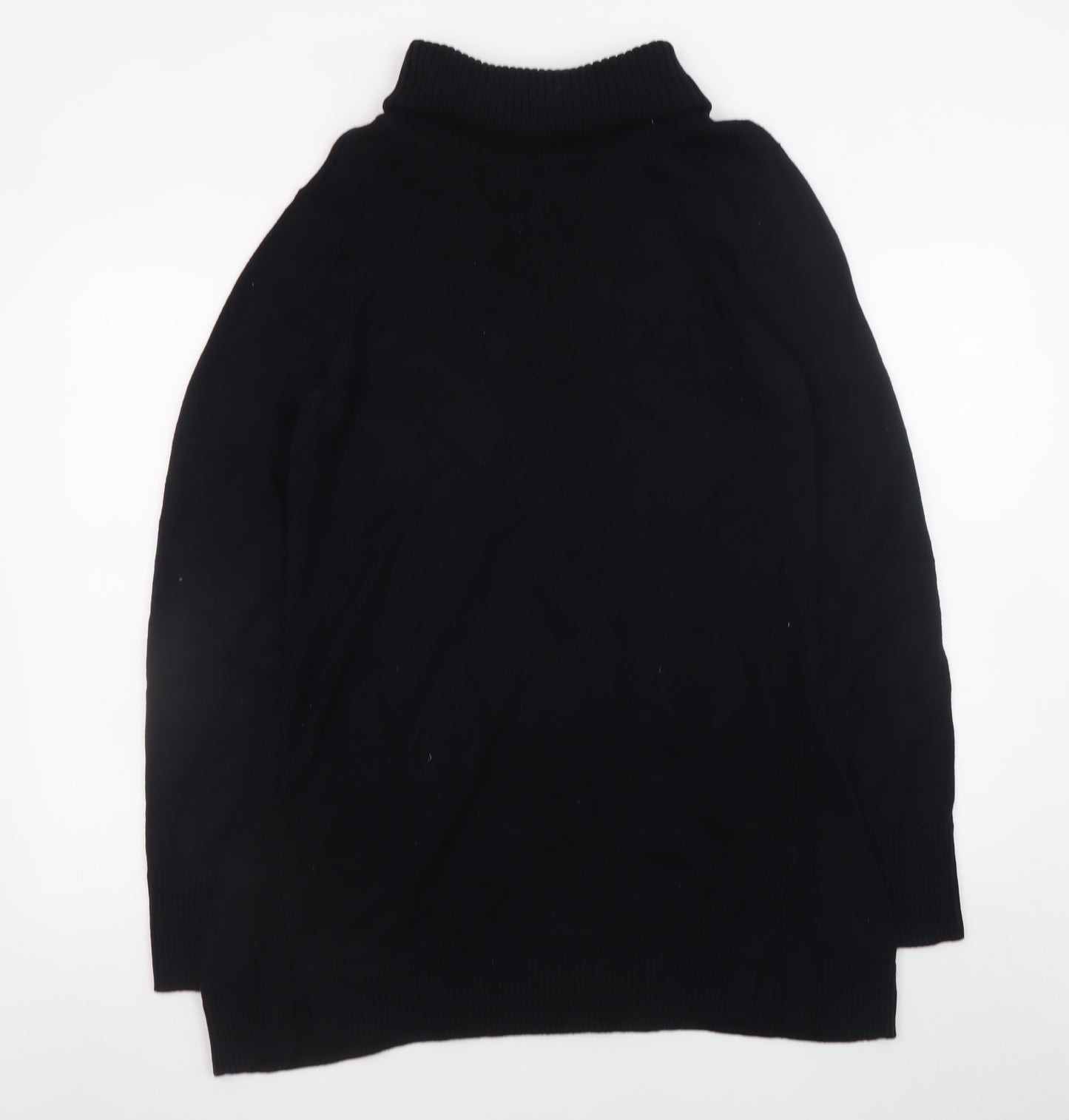 H by Halston Women Black Knit Roll Neck Long Sleeve Sweater Dress L