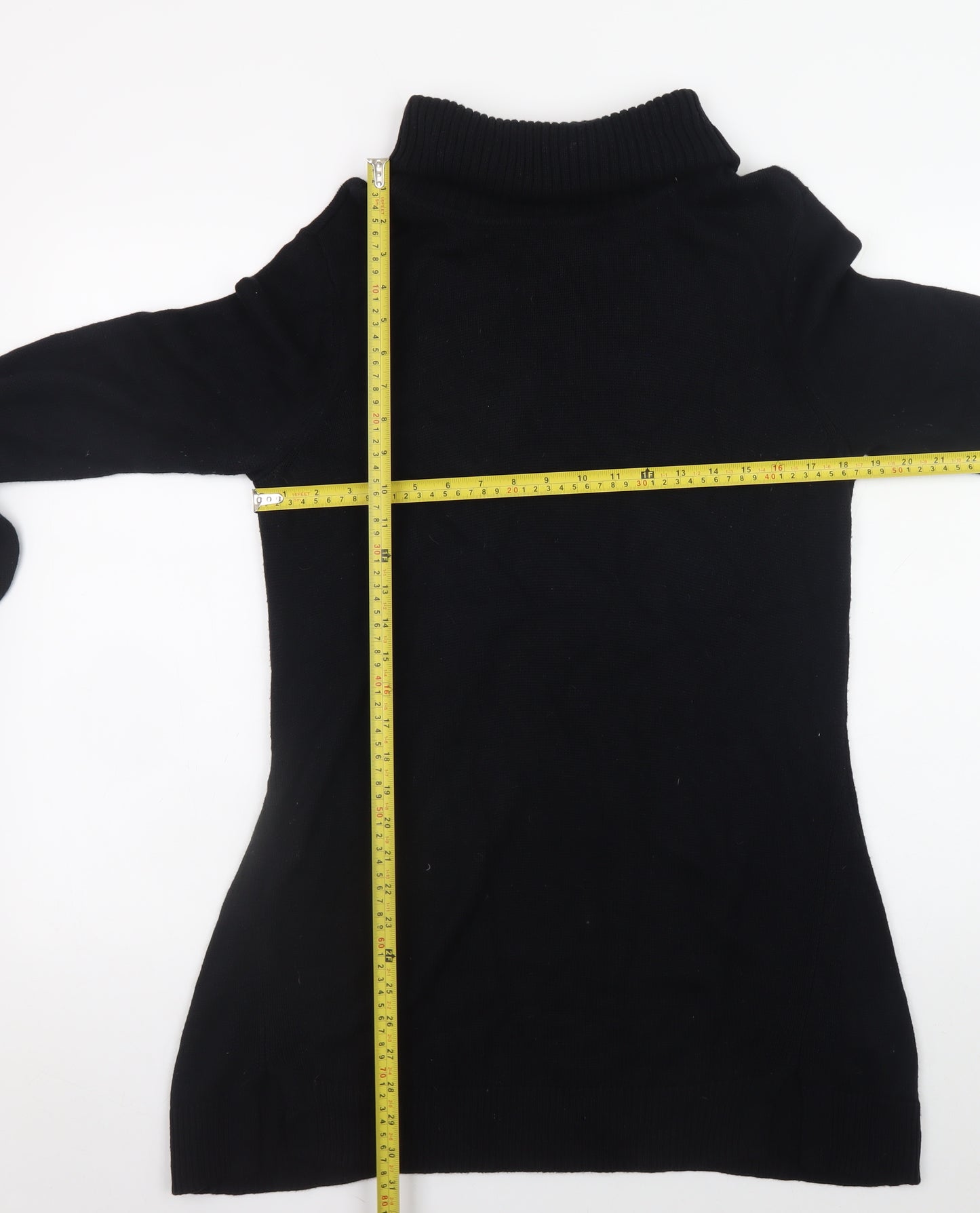 H by Halston Women Black Knit Roll Neck Long Sleeve Sweater Dress L