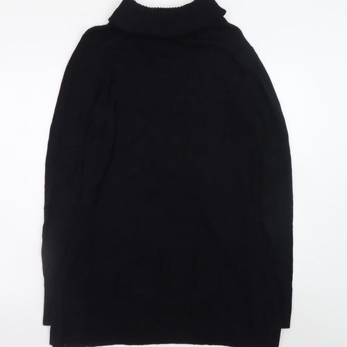 H by Halston Women Black Knit Roll Neck Long Sleeve Sweater Dress L