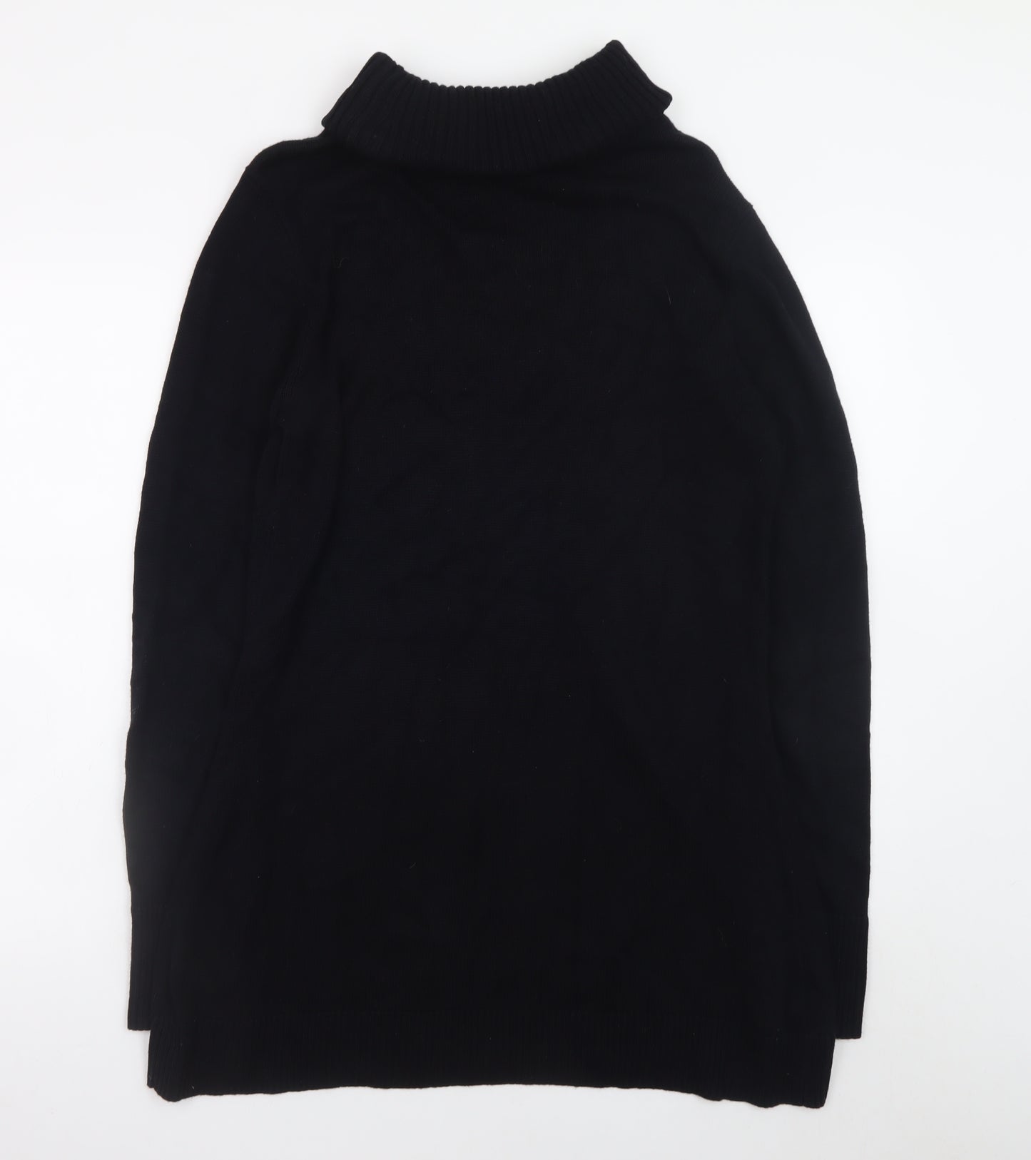 H by Halston Women Black Knit Roll Neck Long Sleeve Sweater Dress L