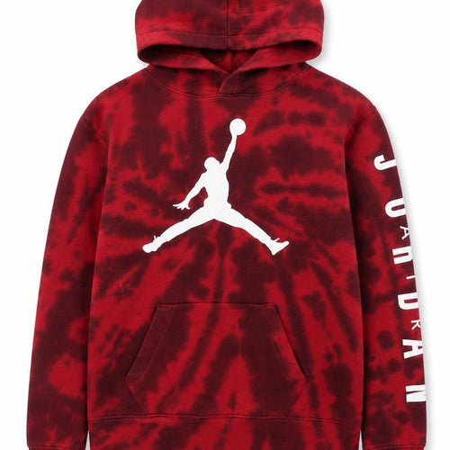 Jordan Boys Red Black Tie-Dye Pullover Hoodie 12-13 Years Cotton Blend