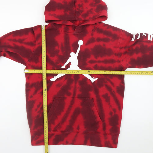 Jordan Boys Red Black Tie-Dye Pullover Hoodie 12-13 Years Cotton Blend