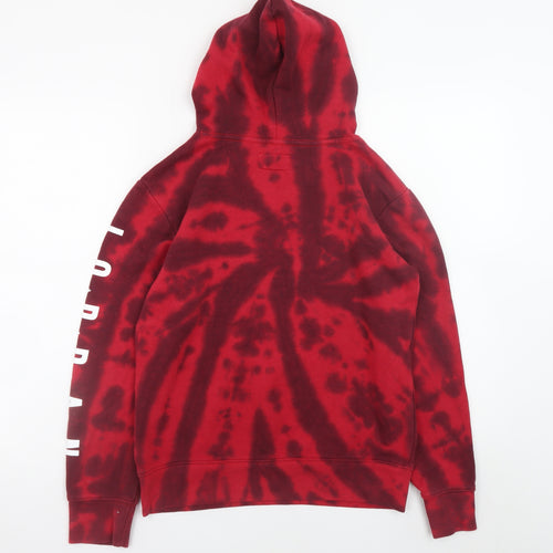 Jordan Boys Red Black Tie-Dye Pullover Hoodie 12-13 Years Cotton Blend