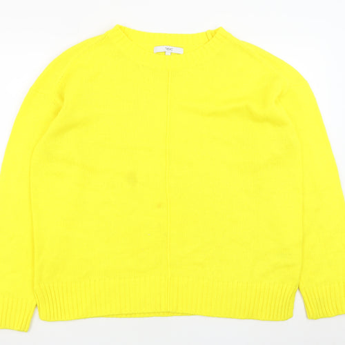 Next Women Yellow Crew Neck Wool Blend Long Sleeve Jumper Size 14