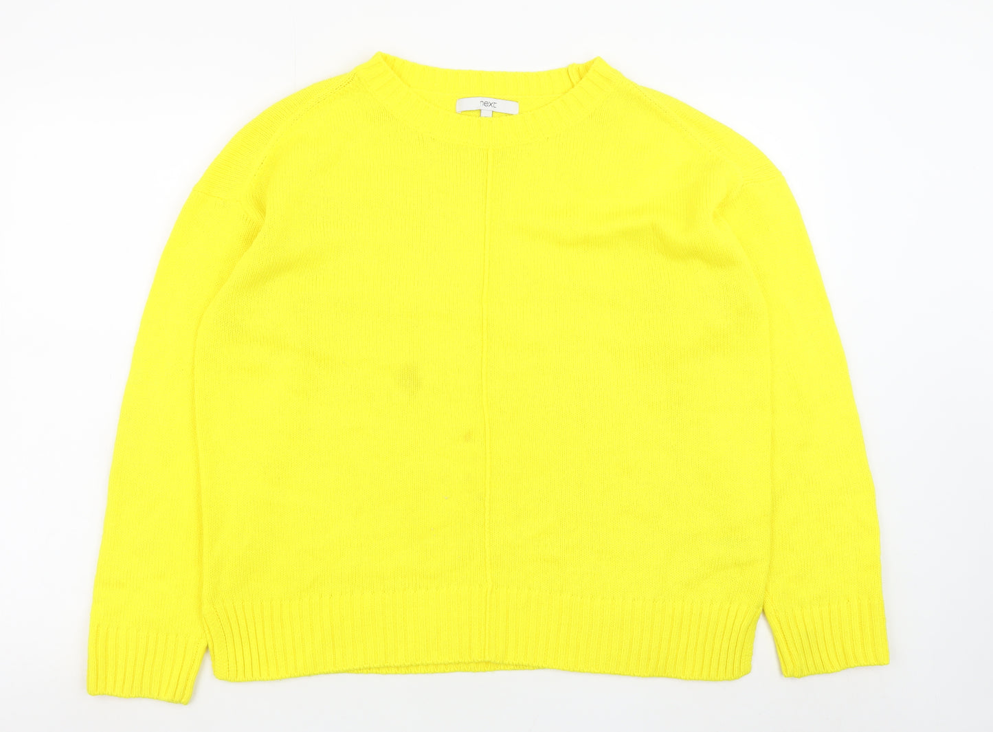 Next Women Yellow Crew Neck Wool Blend Long Sleeve Jumper Size 14