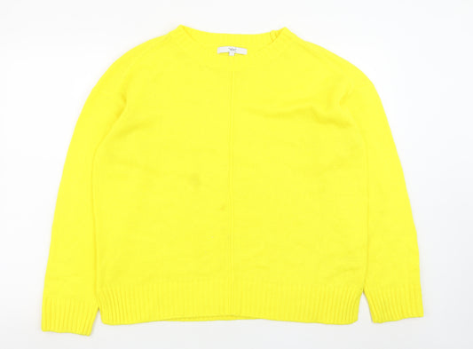 Next Women Yellow Crew Neck Wool Blend Long Sleeve Jumper Size 14