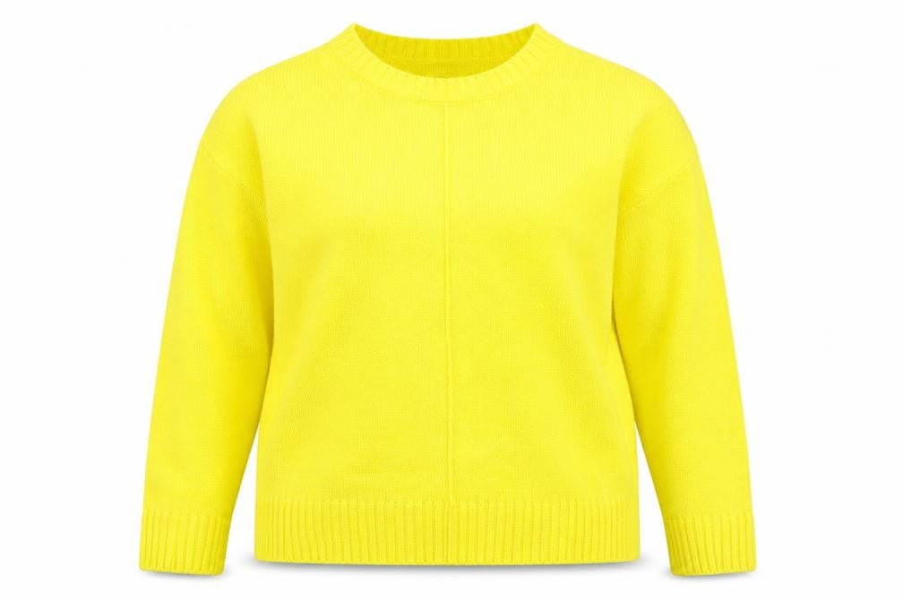 Front view of Next Women Yellow Crew Neck Wool Blend Long Sleeve Jumper, size 14