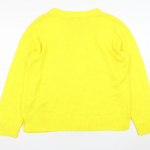 Next Women Yellow Crew Neck Wool Blend Long Sleeve Jumper Size 14