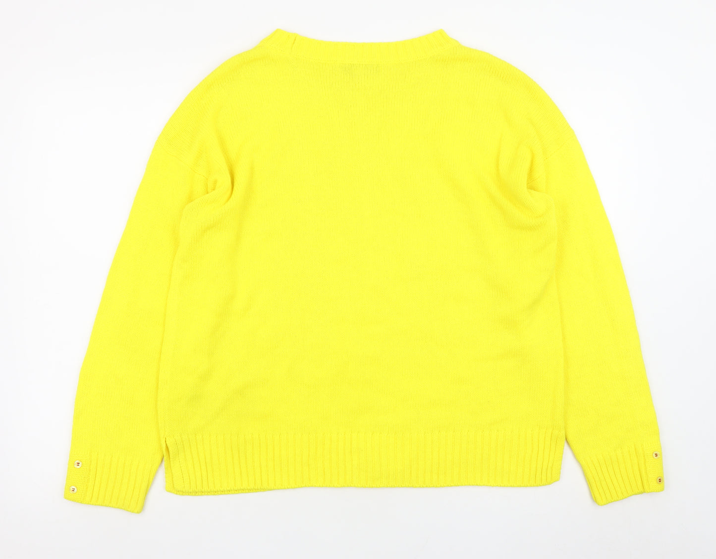 Next Women Yellow Crew Neck Wool Blend Long Sleeve Jumper Size 14