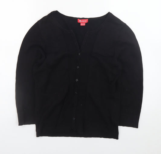 Monsoon Women's Black Size 16 Button Cardigan Cotton Blend