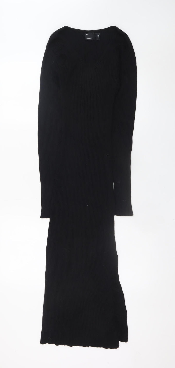 ASOS DESIGN Women’s Black Size 8 Bodycon Knit Midi Dress