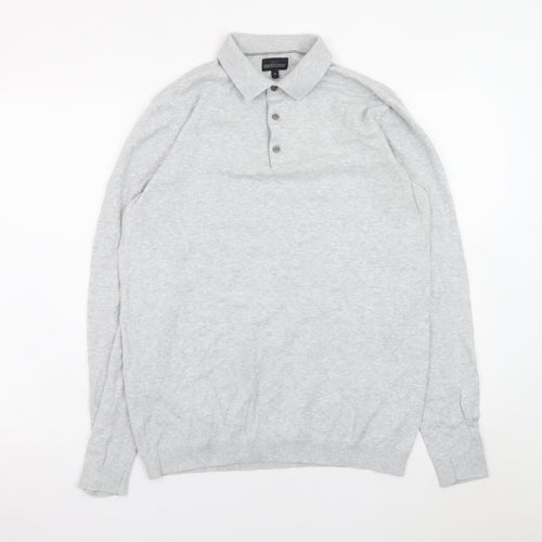 Next Men’s Grey Cotton Blend Long Sleeve Collared Button-Up Shirt Medium