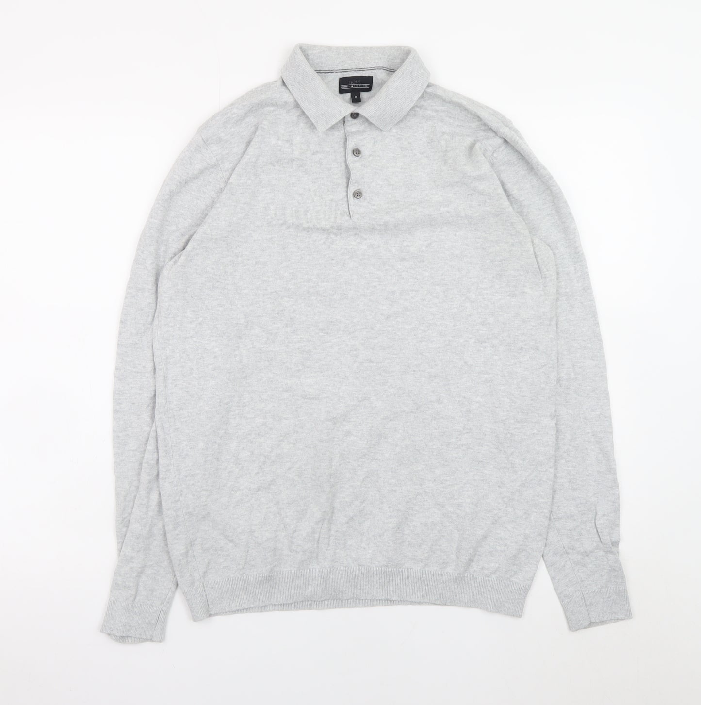 Next Men’s Grey Cotton Blend Long Sleeve Collared Button-Up Shirt Medium
