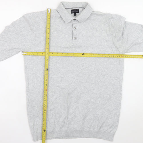 Next Men’s Grey Cotton Blend Long Sleeve Collared Button-Up Shirt Medium