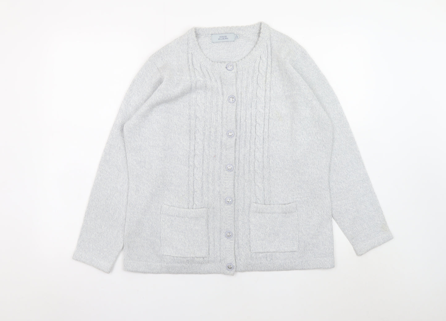Honor Millburn Women’s Grey Cable-Knit Cardigan Size M 14-16