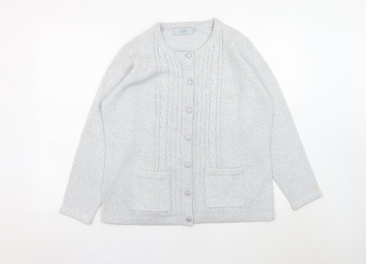 Honor Millburn Women’s Grey Cable-Knit Cardigan Size M 14-16