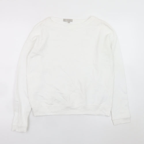 Hobbs Women White XS Cotton Crew Neck Pullover Sweatshirt