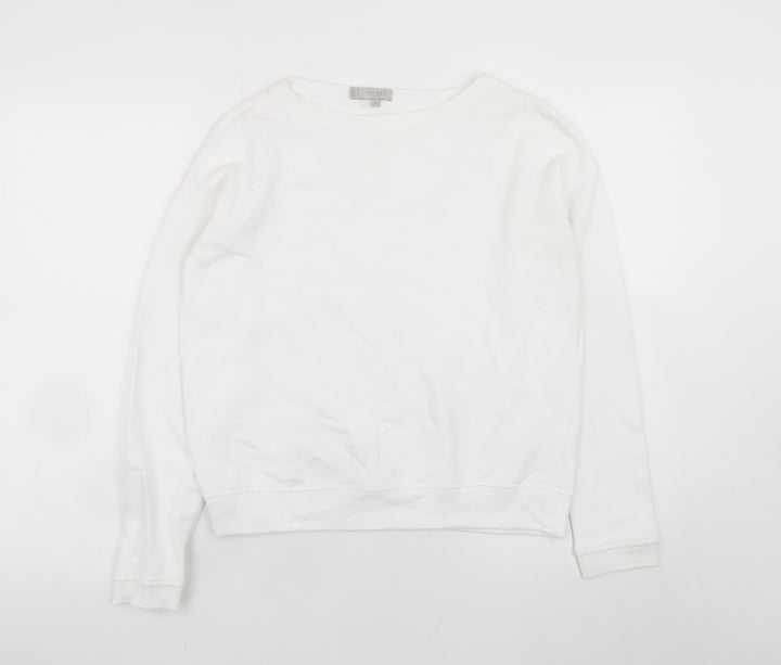 Hobbs Women White XS Cotton Crew Neck Pullover Sweatshirt