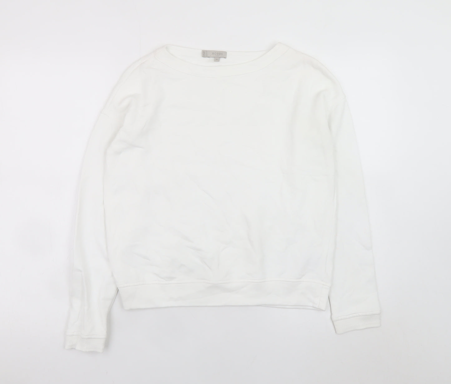 Hobbs Women White XS Cotton Crew Neck Pullover Sweatshirt