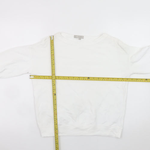 Hobbs Women White XS Cotton Crew Neck Pullover Sweatshirt