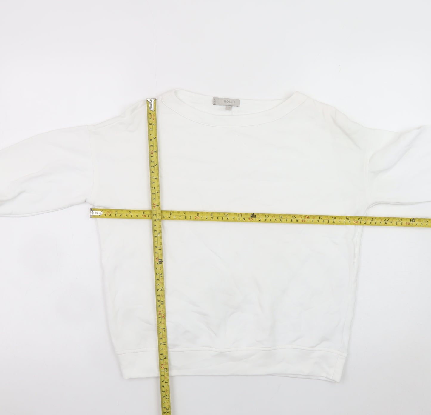 Hobbs Women White XS Cotton Crew Neck Pullover Sweatshirt
