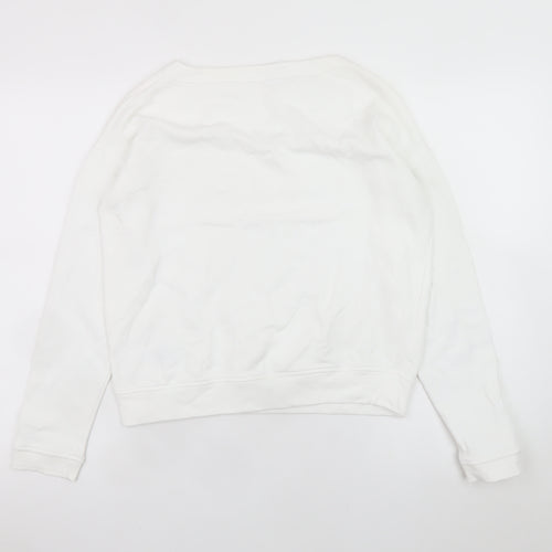 Hobbs Women White XS Cotton Crew Neck Pullover Sweatshirt