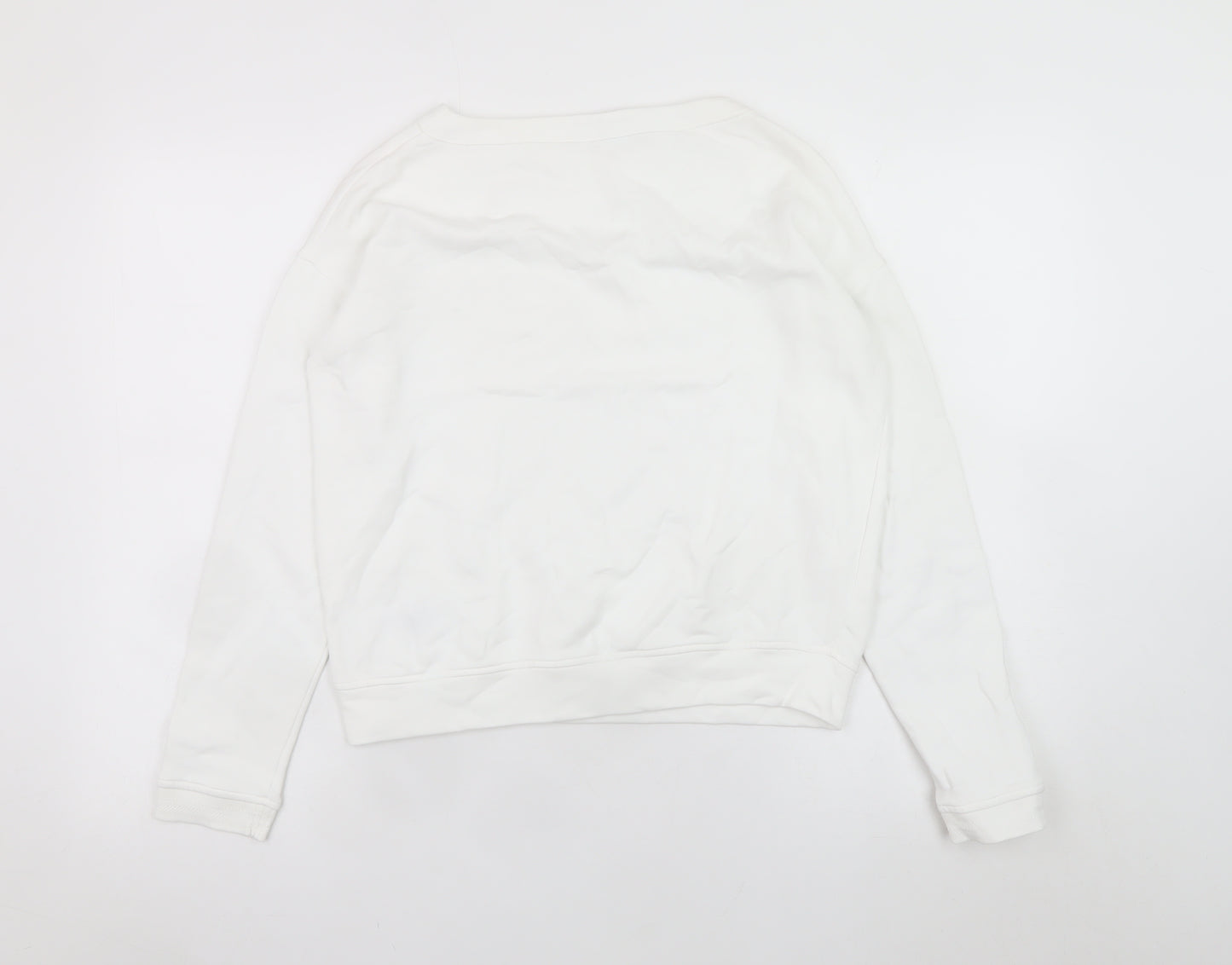 Hobbs Women White XS Cotton Crew Neck Pullover Sweatshirt