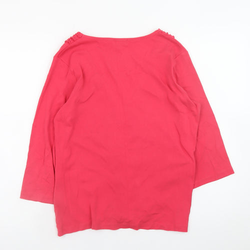 Soon Women’s Pink Floral 3/4 Sleeve Cotton Tunic Blouse Size 16