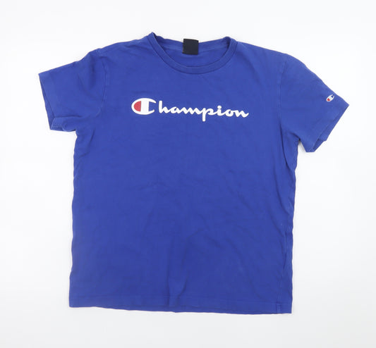 Champion Men's Blue Medium Sports Logo Cotton T-Shirt