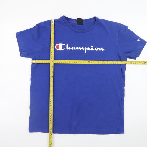 Champion Men's Blue Medium Sports Logo Cotton T-Shirt