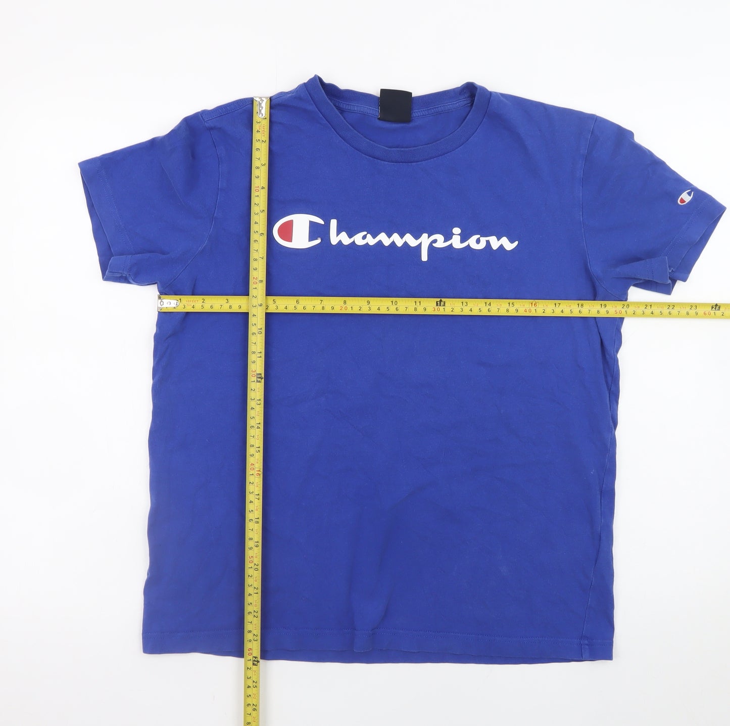 Champion Men's Blue Medium Sports Logo Cotton T-Shirt