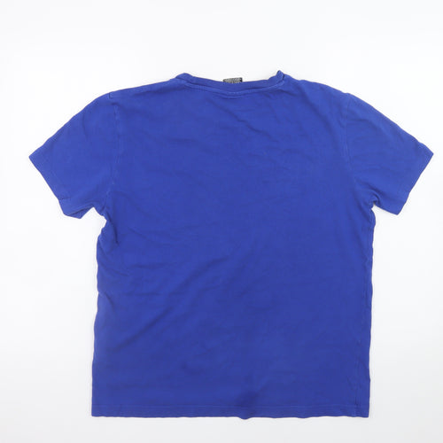 Champion Men's Blue Medium Sports Logo Cotton T-Shirt