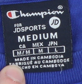 Champion Men's Blue Medium Sports Logo Cotton T-Shirt
