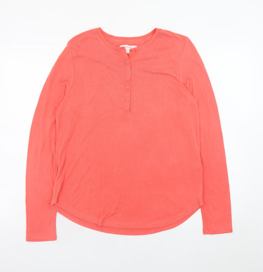 Marks and Spencer Women Red Henley Long Sleeve Jumper Size 14