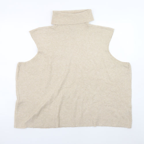 PrettyLittleThing Women Beige Roll Neck Sleeveless Knit Vest 2XL