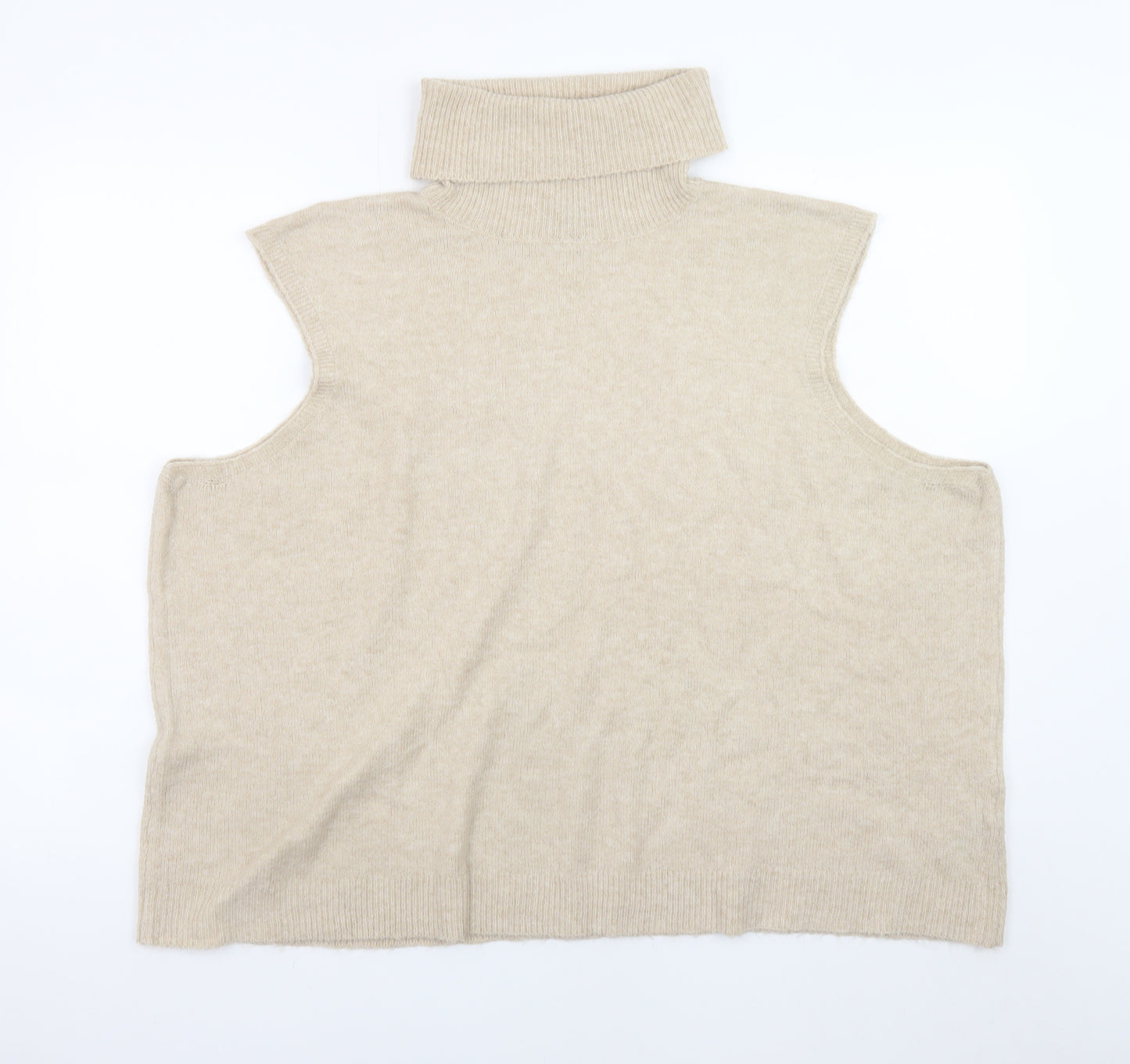 PrettyLittleThing Women Beige Roll Neck Sleeveless Knit Vest 2XL