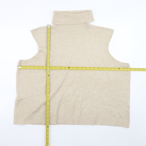 PrettyLittleThing Women Beige Roll Neck Sleeveless Knit Vest 2XL