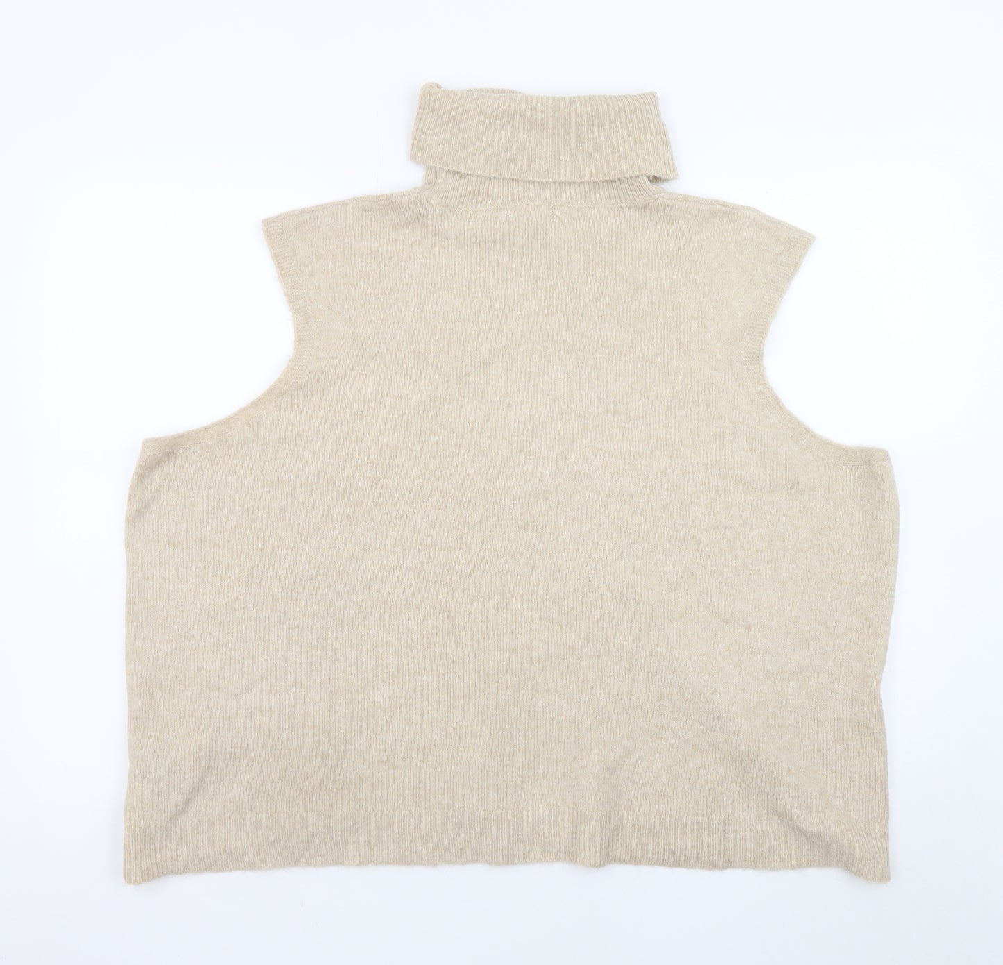 PrettyLittleThing Women Beige Roll Neck Sleeveless Knit Vest 2XL