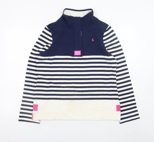 Joules Womens Blue Striped Long Sleeve Zip Neck Tunic Top Size 14