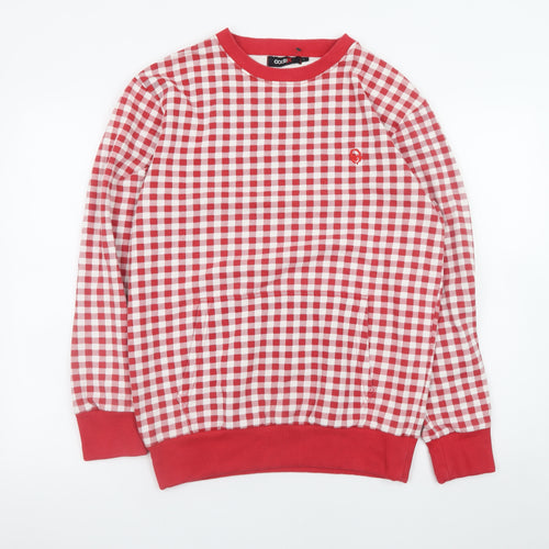 Codex Men's Red Checked Crew Neck Sweatshirt Size L
