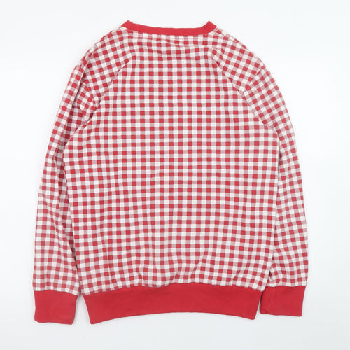 Codex Men's Red Checked Crew Neck Sweatshirt Size L