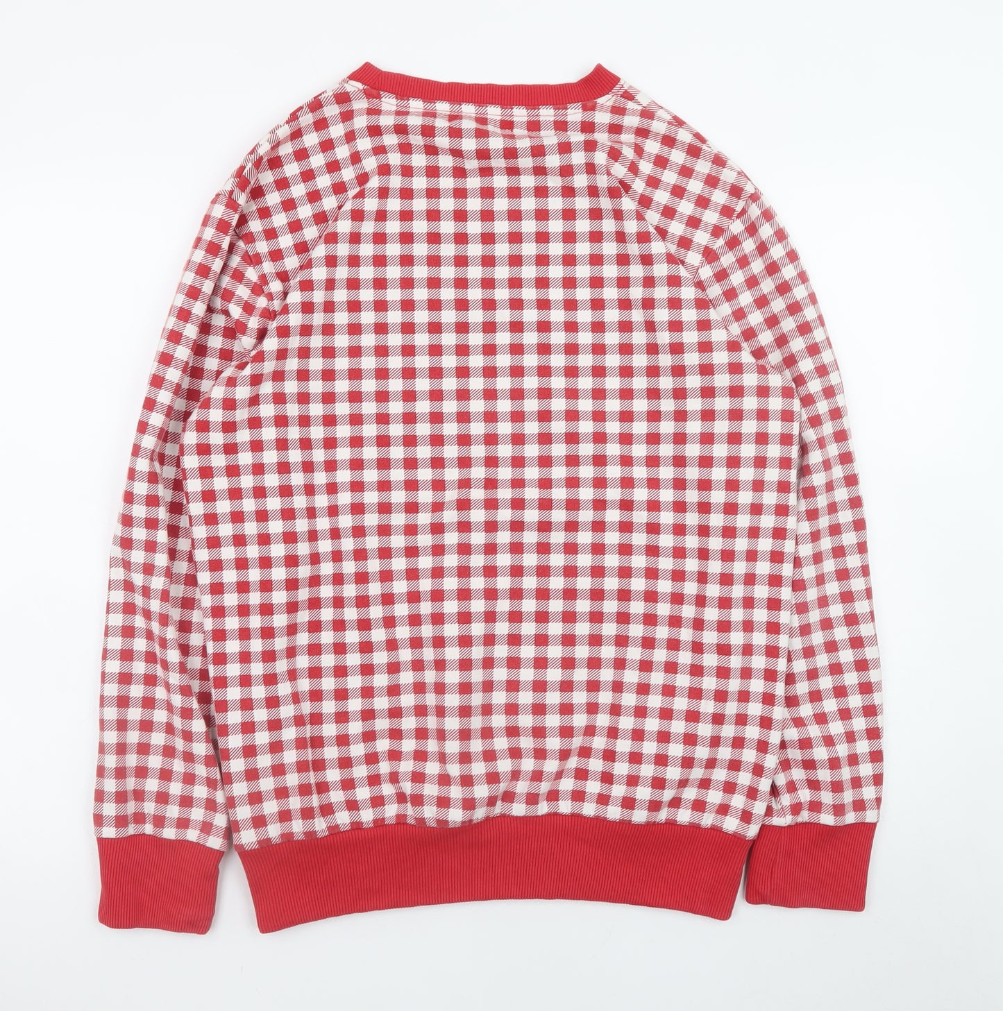 Codex Men's Red Checked Crew Neck Sweatshirt Size L