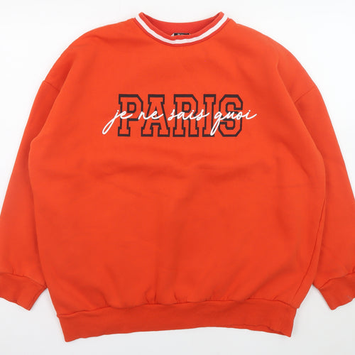 Tu Women’s Orange Paris Graphic Pullover Sweatshirt M