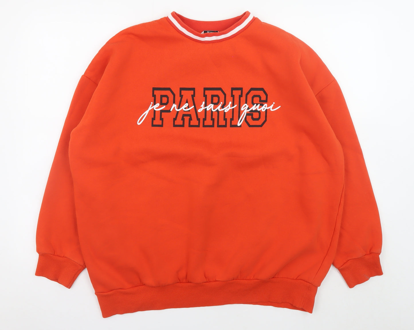 Tu Women’s Orange Paris Graphic Pullover Sweatshirt M