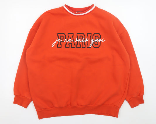 Tu Women’s Orange Paris Graphic Pullover Sweatshirt M