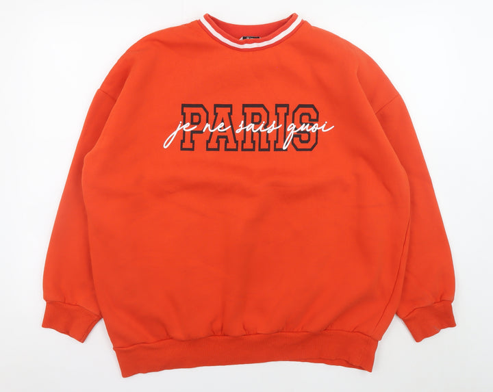 Tu Women’s Orange Paris Graphic Pullover Sweatshirt M