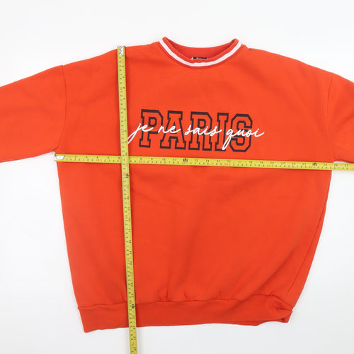 Tu Women’s Orange Paris Graphic Pullover Sweatshirt M